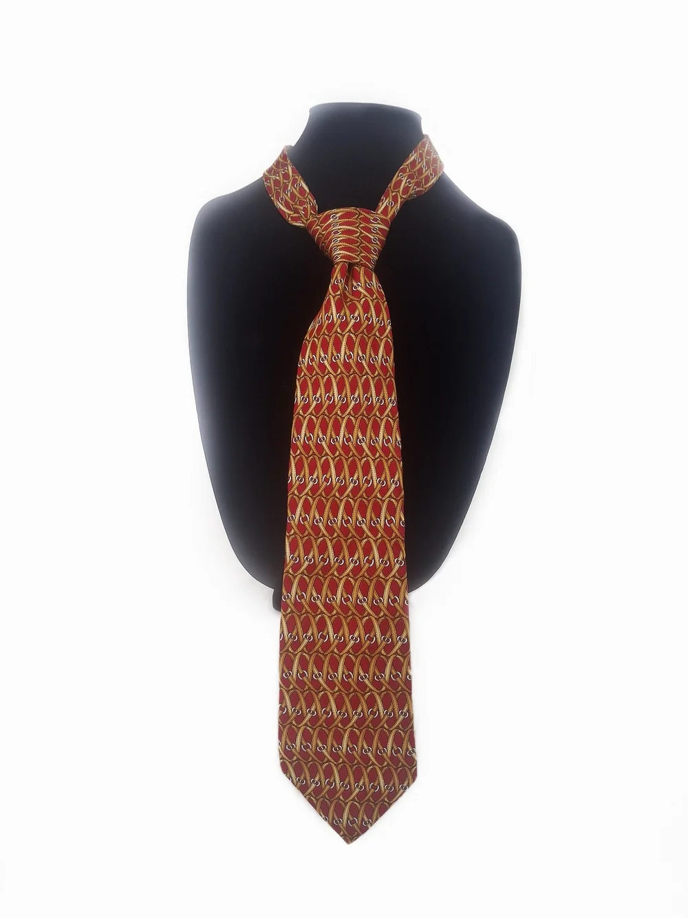 ✨Lancel Paris Vintage Red Silk Equestrian Strap Necktie - Hand Made in France✨